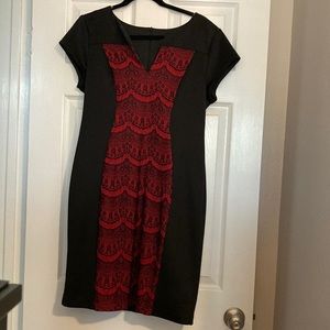 Black dress with red/black lace insert size 12